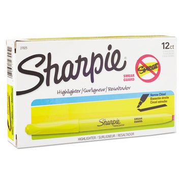 Sharpie® Pocket Style Highlighters, Fluorescent Yellow Ink, Chisel Tip, Yellow Barrel, Dozen freeshipping - TVN Wholesale